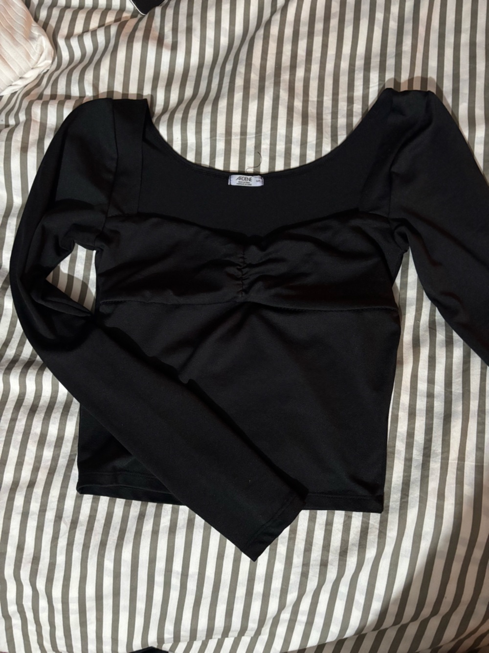 Ardene Black Long Sleeve Scoop Neck Top
